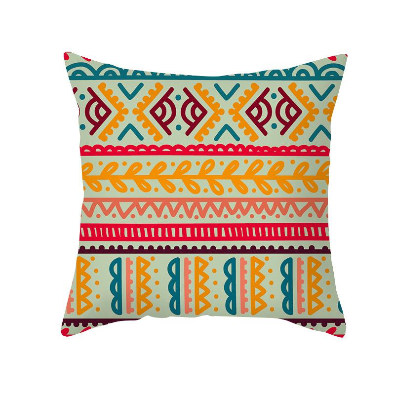 New Bohemian Colorful Geometric Pattern Short Plush Pillowcase Ethnic Style Retro Pillowcase Cushion