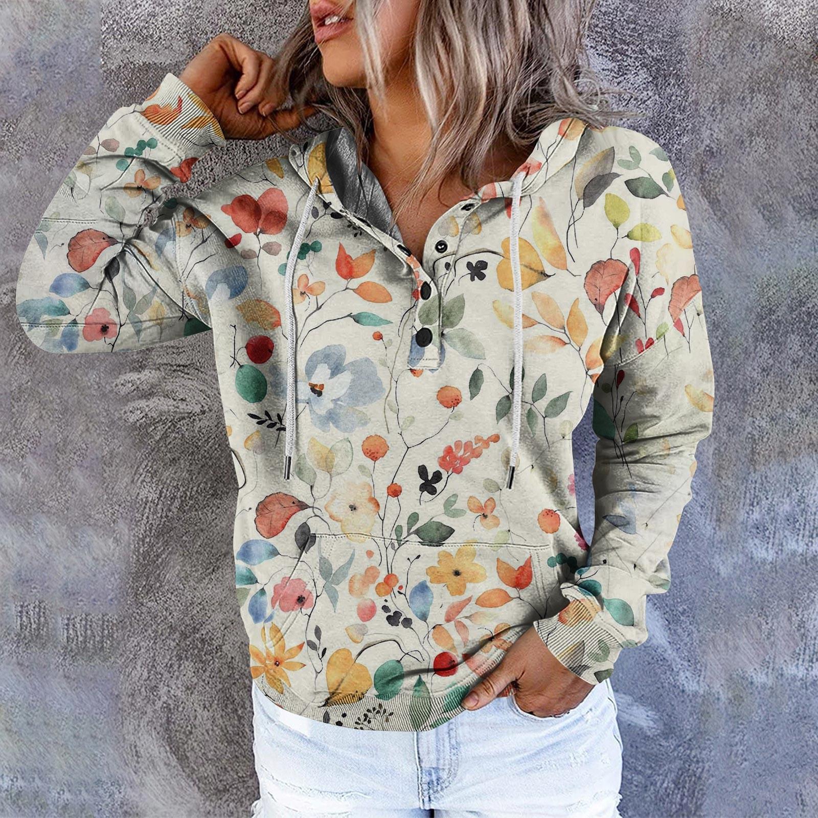 

Женские повседневные модные пуловеры с длинными рукавами и принтом, толстовки с капюшоном S бежевый