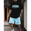 Estivo Uomo Due Pezzi T-shirt Street Stampata Lettere Libere Pantaloncini Casual Sportivi Outdoor Manica Corta Coulisse Abbigliamento Uomo