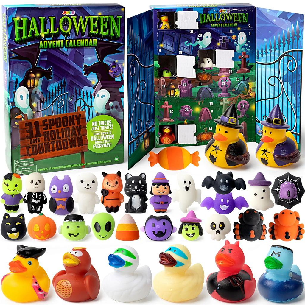 Joyfy 31 Pcs Halloween Advent Calendar Halloween Rubber Duck Advent Calendar for Halloween Countdown Calendar