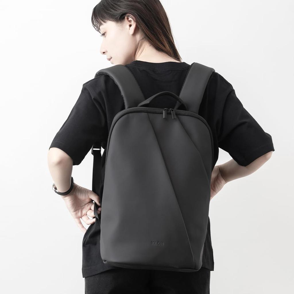 KLON Matte Coated Rucksack - Wav Black, a Lightweight, Waterproof, Slim Business Backpack for Men and Women, Perfect for Commuting or Office Wear.