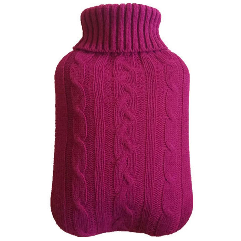 Hot Water Bottle Long Term Heat 2L Leak-Proof Bed Bottle with Knitted Cover Hot Water Bottle for Bed for Adults Children