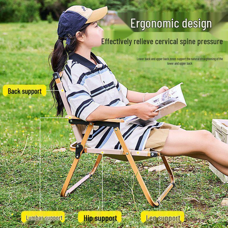 Přenosné skládací venkovní křeslo s opěrkou pro kempování, piknik, grilování, rybaření a kreslení