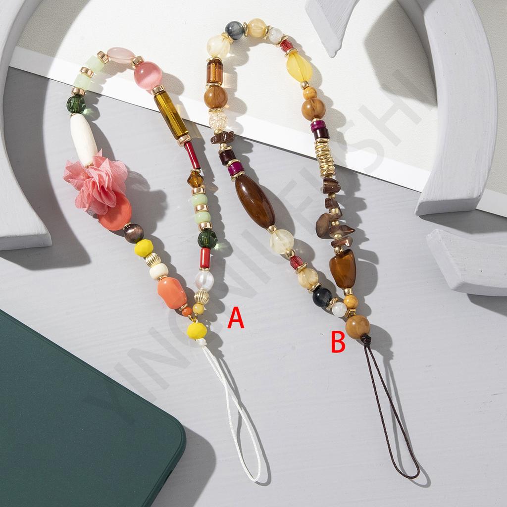 Hot Sale Bohemian Color Acrylic Beaded Mobile Phone Chain Fashion Mobile Phone Case Hanging Chain Short Hanging Accessories