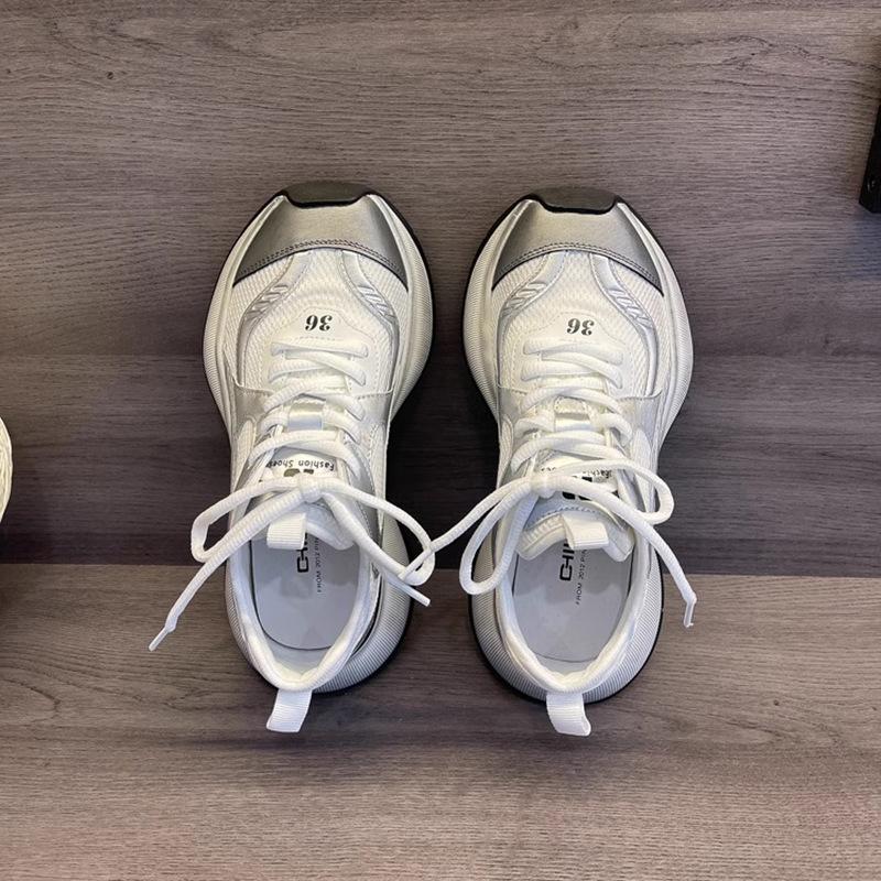 2024 New Mesh Women's Dad Shoes Thick Sole Heightening Small Breathable Soft Sole Sports Casual Shoes