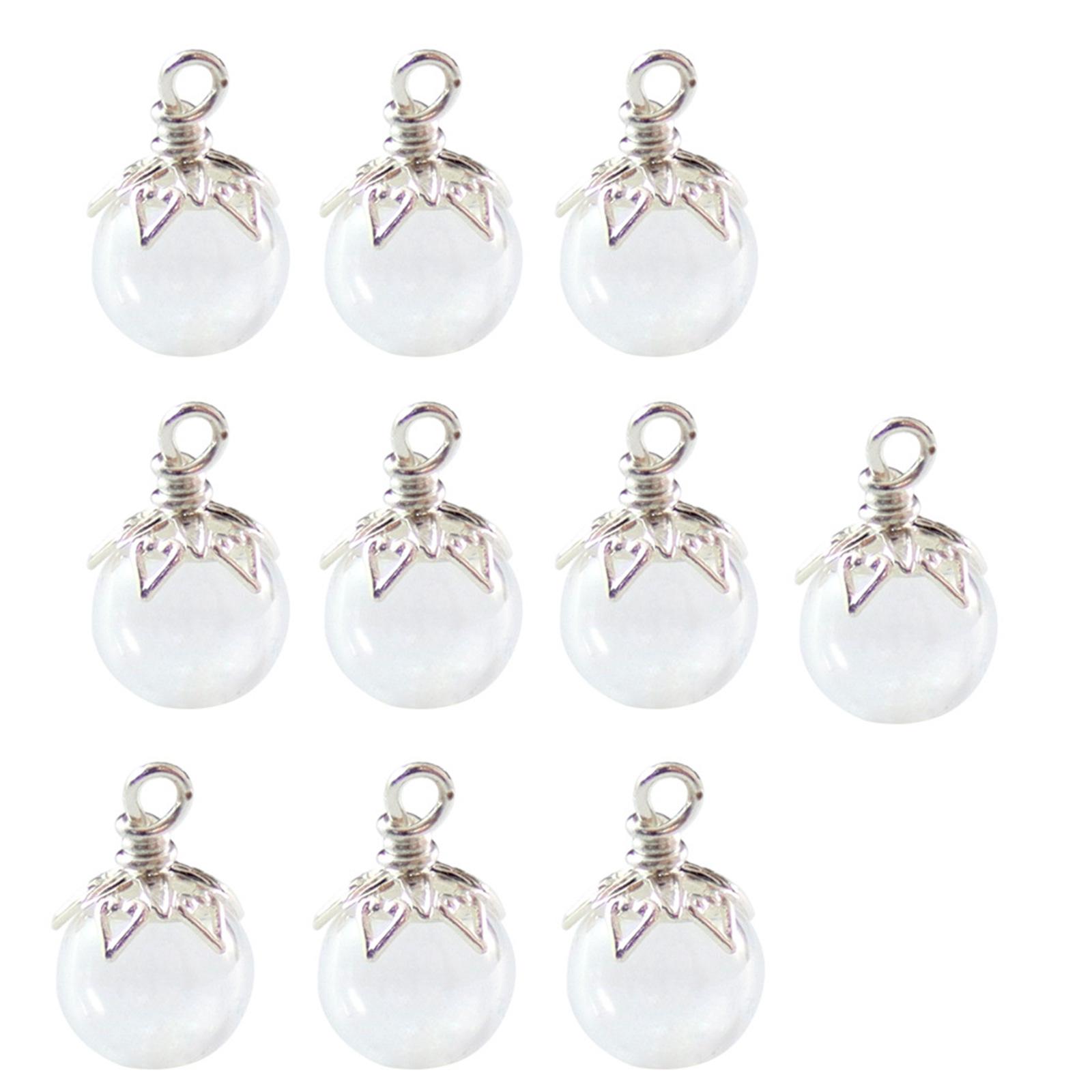 

10 шт. Маленькие стеклянные бутылочки, баночки для желаний с серебряной крышкой-цветком для рукоделия, изготовления украшений и декора, для ежедневного использования серебряный