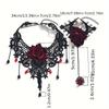 [No Plating Red Roses Jewelry] Women's Dark Punk Style Lace Flower Necklace, Gothic Vintage Choker with Red Roses, All-Season, for Daily & Party Wear