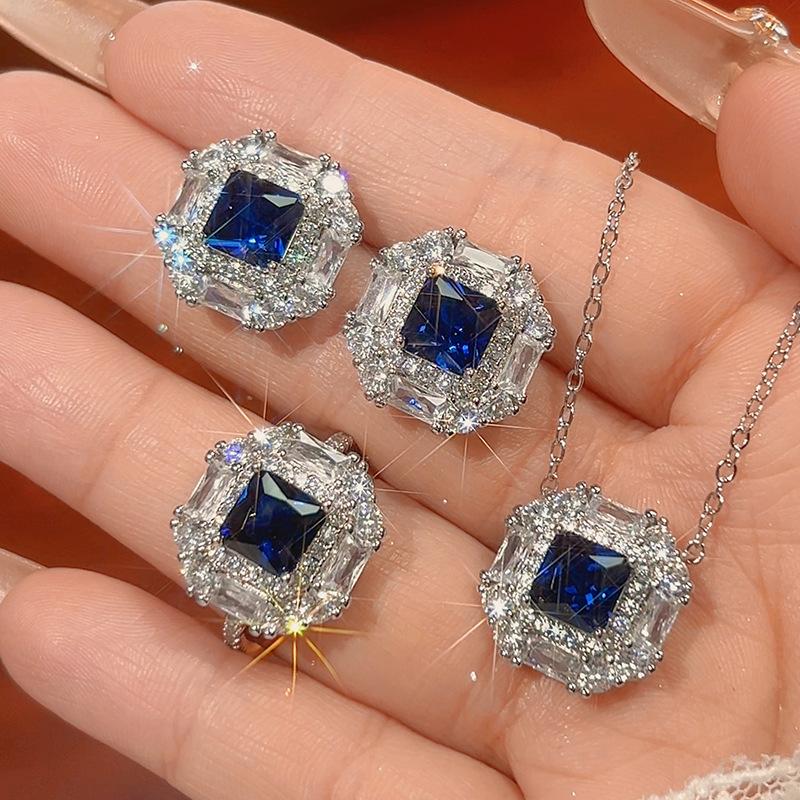 Jewelry Set Jewelry Stud Earrings Necklace Ring Color Treasure Cloisonne High Sense Women