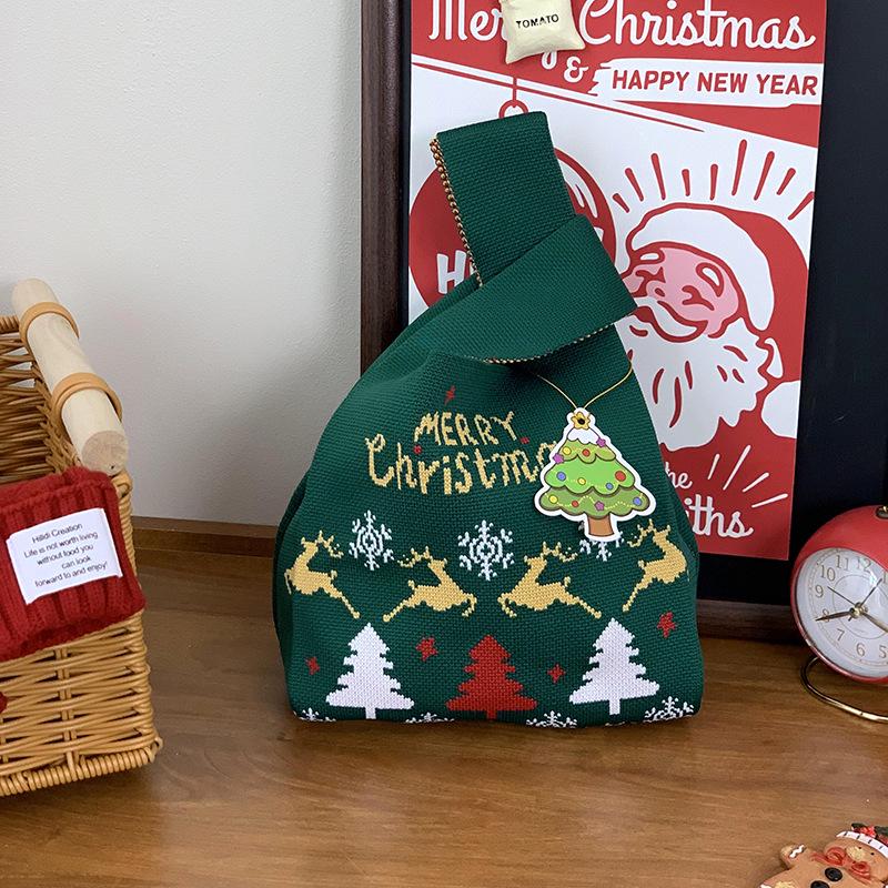 Festive Christmas Knit Tote Bag: Creative Handbag for Gifts & Candy