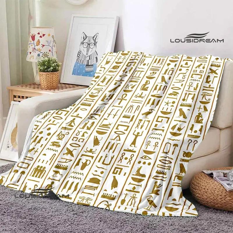 Egyptian Pictograph And Symbol Printing Blanket Fashion Warm Blankets Home Travel Soft And Comfortable Blanket Birthday Gift