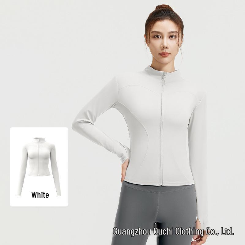 Giacca da Yoga da Donna Slim-Fit a Maniche Lunghe - Traspirante, ad Alta Elasticità, con Collo Alto, Top Fitness
