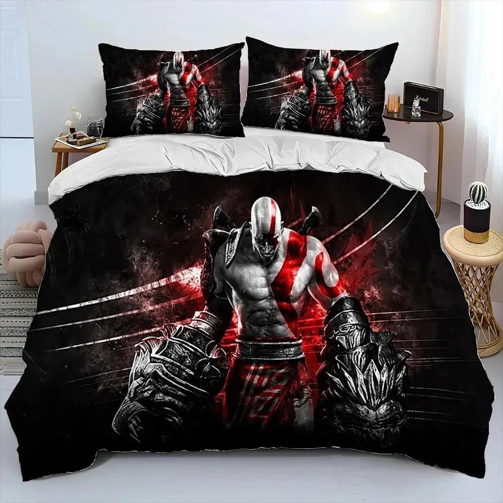 3D Print God Of War Game Gamers Kratos Bedding Set Boys Girls Twin Queen King Size Duvet Cover Pillowcase Bed Boys Adult