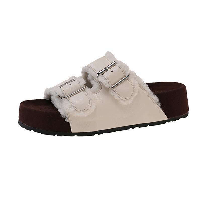 Mode Flats Plateau Damen Hausschuhe Fell Mode Schuhe Herbst Casual Kleid Frau Sandalen 2025 Neu Designer Walking Zapatos De Mujer