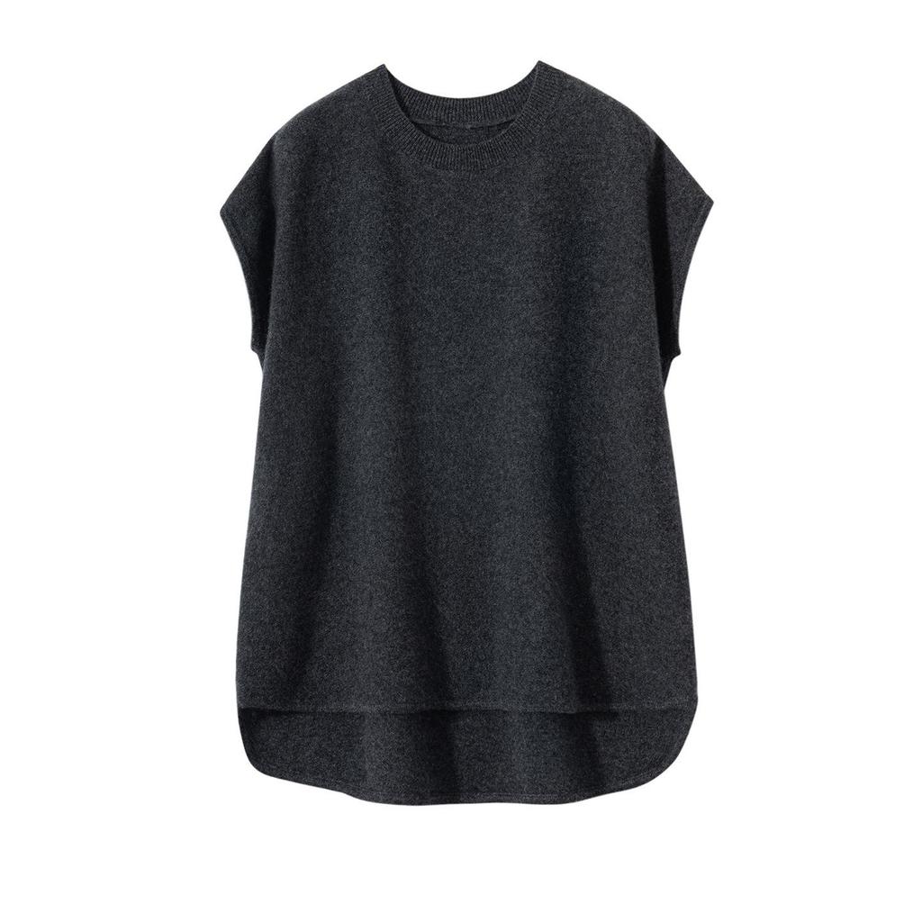 Women's Cashmere Sleeveless Pullover - Round Neck Knit Vest for Autumn Winter Layering