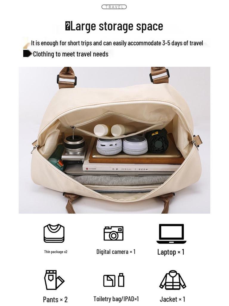 Portable Travel Bag with Large Capacity, Shoe Compartment, and Wet/Dry Separation for Swimming and Fitness