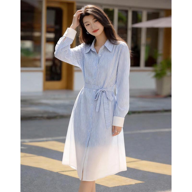 Demana Women s Loose Fit Gradient Stripe Shirt Dress XL