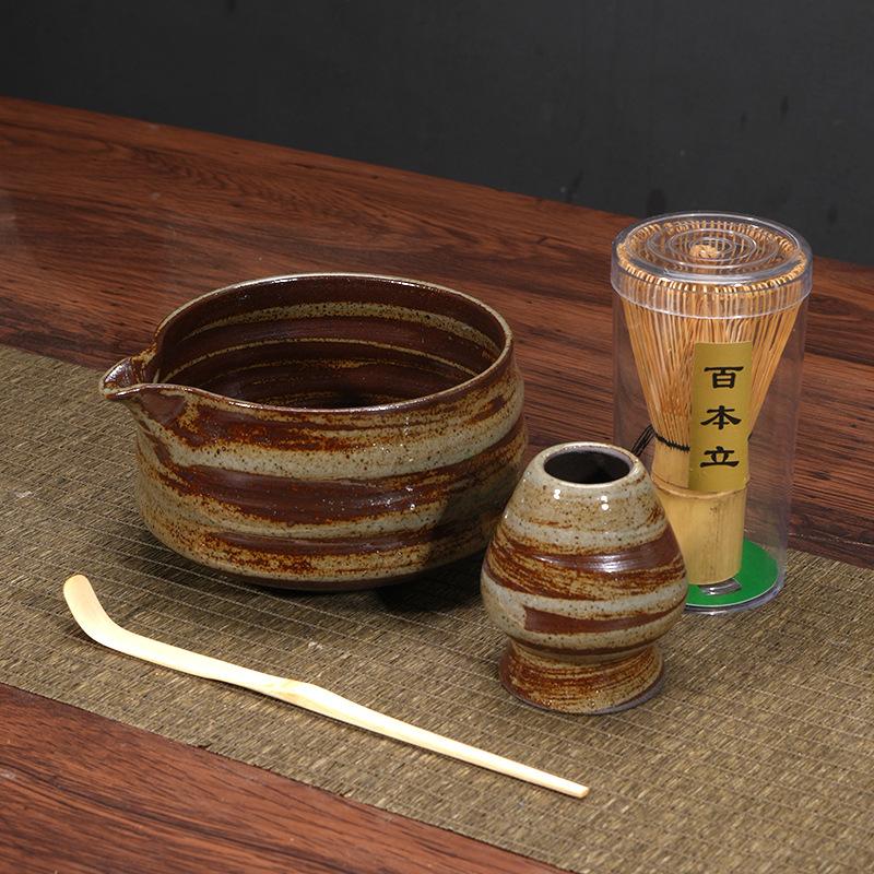 Hrubá keramická miska na matcha s hubičkou, Štětec na matcha nástroje, Japonská čajová miska, Šálek na matcha, Míchátko, Sada metliček na čaj