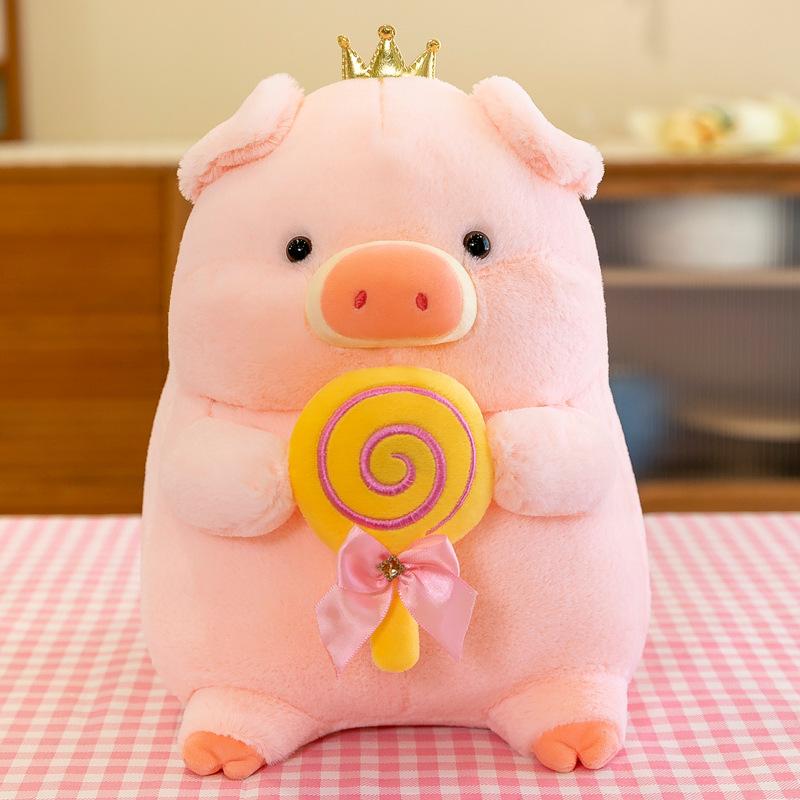 New cute pig plush toy children's birthday gift doll doll cute lollipop pig doll