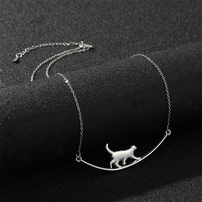 1-piece women's silver cute cat necklace - a minimalist clavicle chain with a sweet design, perfect for everyday wear, parties,
