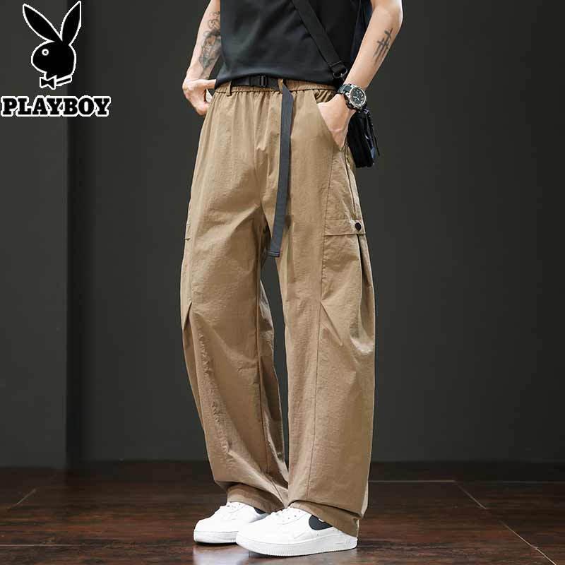 PLAYBOY Men's Loose Straight Leg Casual Parachute Pants