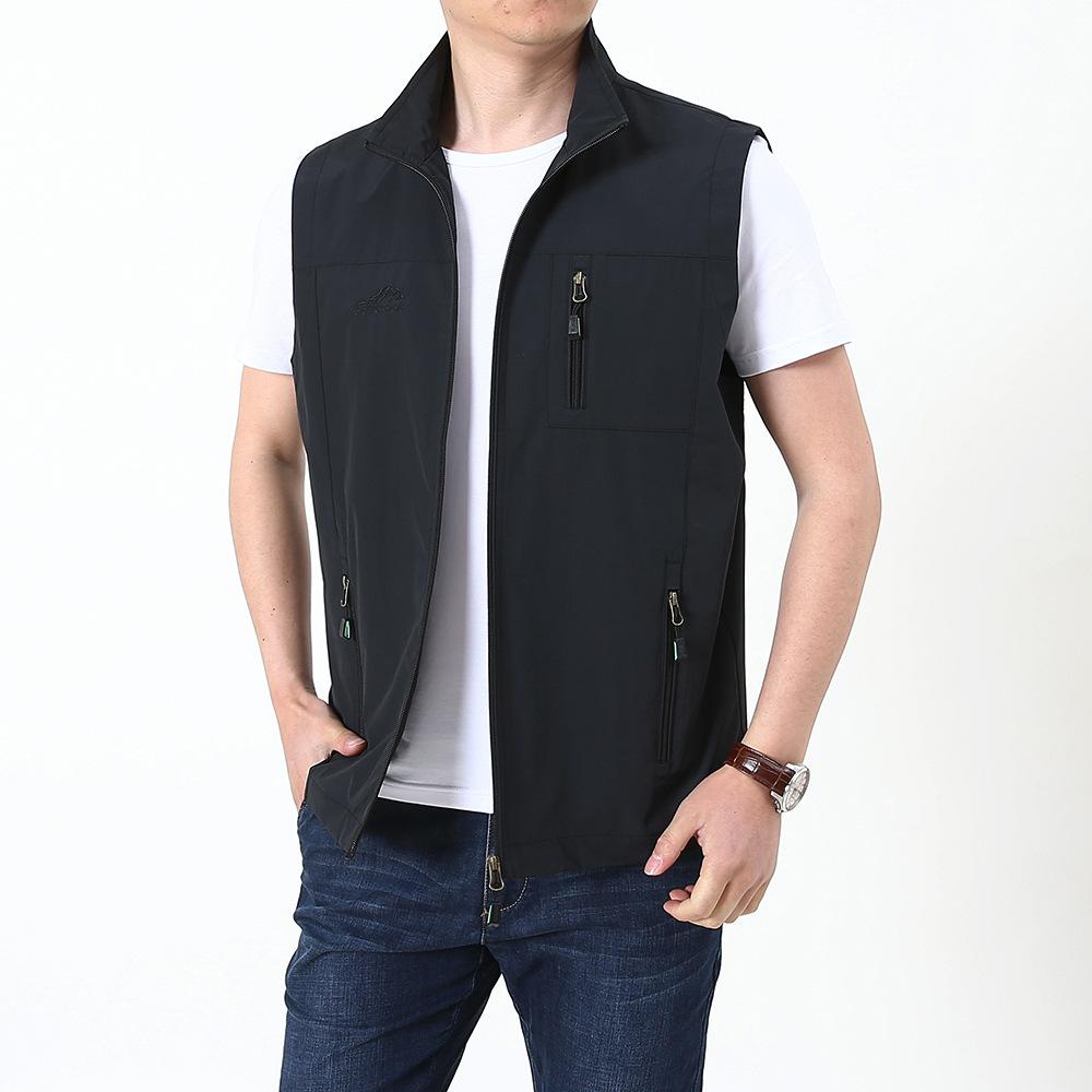 

Spring and Autumn New Vest Youth Large Size Vest Thin Fishing Casual Vest Jacket Vest M чорний