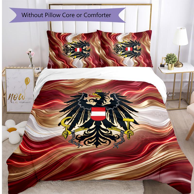 Austria Football Printed Bedding 3 Piece Set Cozy Breathable Bed Cover Set as Housewarming Holiday Gift