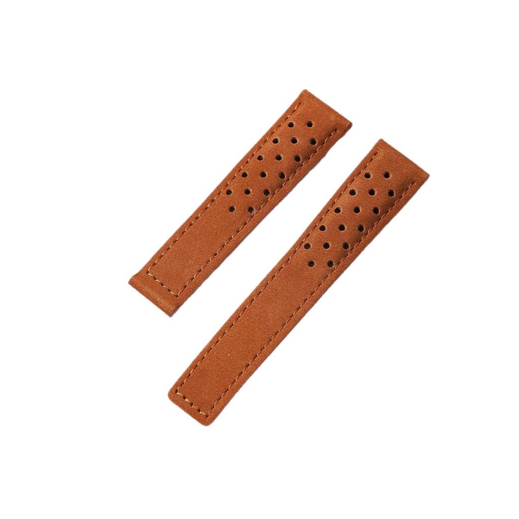 Frosted Leather Watch Band with Breathable Holes, Universal Fit, Folding Buckle, 20mm/22mm