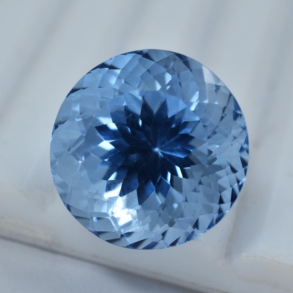 Natural Blue Aquamarine Loose Gemstone 20 Ct Round Cut for Collectors for Jewelry Making and Crafts