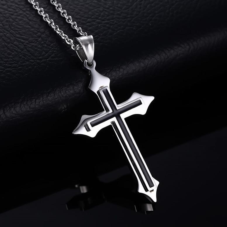 Korean Style Men's Stainless Steel Cross Necklace - Fashion Pendant for Couples and Students