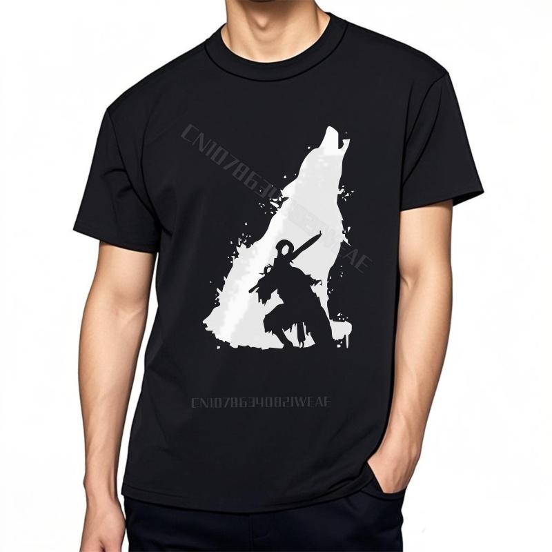 Basic T Shirt Minimalist Oneck Workout Tshirt Unisex T Shirts Short Sleeve Lightweight Tee Wolf Howling With Sword Vintage