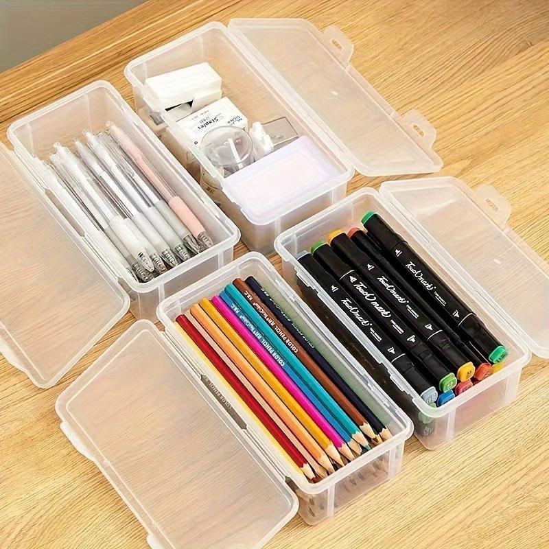 Large Clear Plastic Pencil Case, Lightweight Multipurpose Tissue Box for Colored Pencils, Pens, Markers, Art Supplies And Accessories
