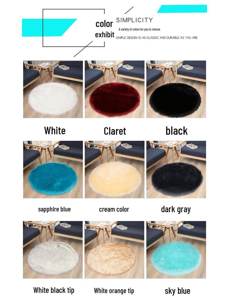 Round Long-Pile Imitation Wool Yoga Mat for Living Room or Bedroom