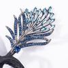 Hair Bun Pin, Blue Feather Decor Bun Maker Hairpin, Metal Construction Hair Accessory for Work Gym Dance Formal Events