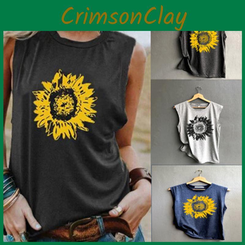 Sunflower Womens Sleeveless Tops Blouse Ladies Vest Tank Pullover Tshirts Tee