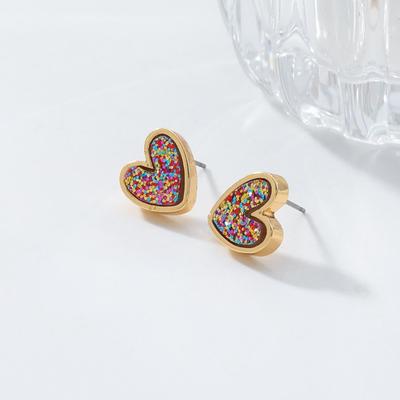 Fashionable Heart Design Alloy Earrings Essential Ear Studs For Modern Women Ideal For Work Or Social Gatherings