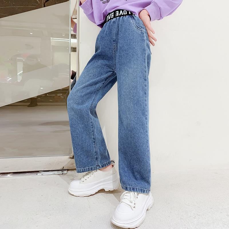 Spring Autumn Teen Girls Denim Pants Children Trousers Fashion Letter Girls Jeans
