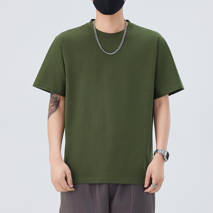 

Short-sleeved Men s Solid Color Loose Top T-shirt In Spring Versatile Half-sleeved Body 4XL