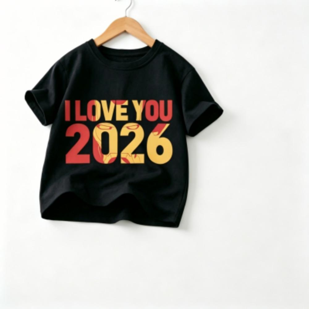 Fashion Letters I Love You 2026 Print Outdoor Street Kids T-shirt and Shorts Summer Home Casual Outfit Boy and Girl's Sports Set