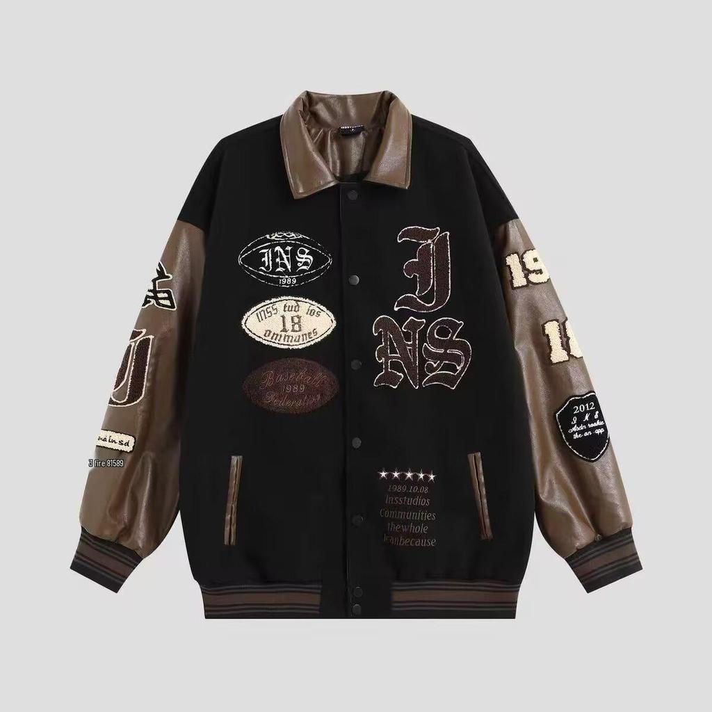 Unisex Cartoon Embroidered Baseball Jacket - Trendy Hip-Hop Style for Spring and Autumn