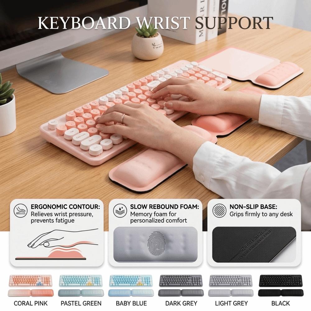 Soft Keyboard Wrist Support Non-Slip Base Wrist Rest Pad Breathable Wrist Support Pad Desktop