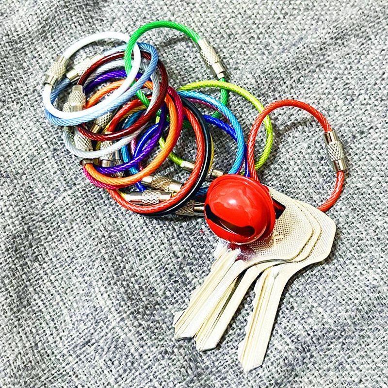 10Pcs/Lot Colorful Iron Wire Keychain Cable Loop Screw Lock Rope Key Holder Keyring Key Chain Rings For Jewelry Making Supplies