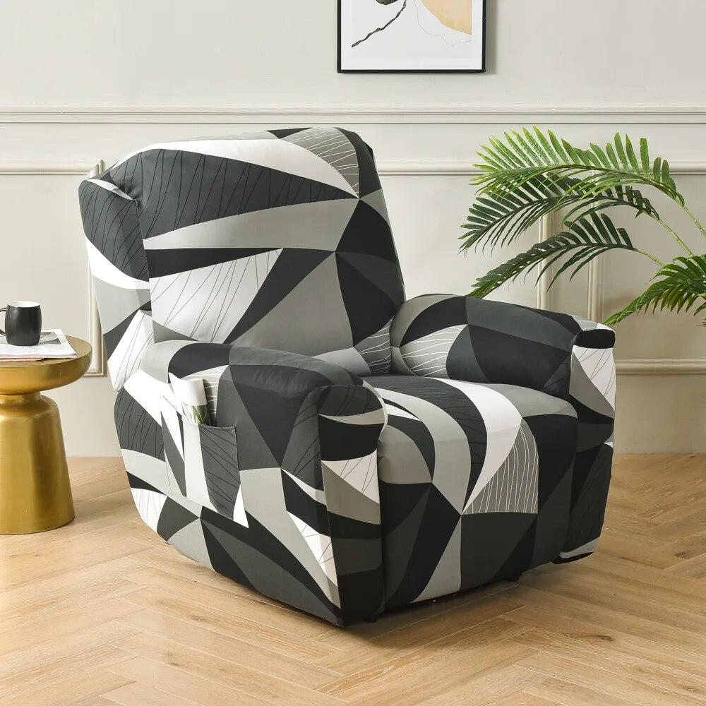 Printed Elastic Recliner Sofa Cover Soft Stretch Single Sofa Covers for Living Room Pets Kid Split Functional Lounger Chair Case