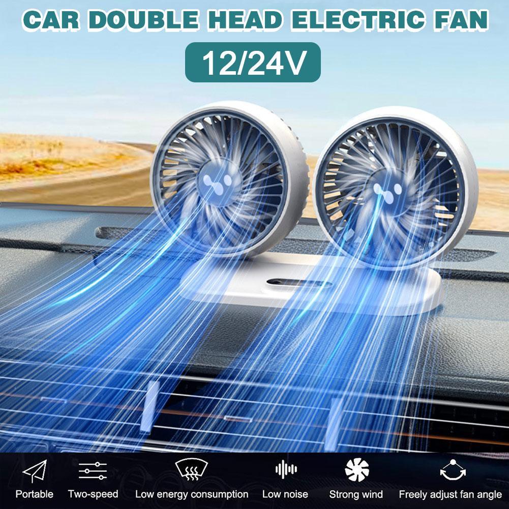 Car Fan Large Truck Cooling Small Bread Car Adjustable Head Powerful Speed Interface Portable Electric Double USB Fan Wind R5L3
