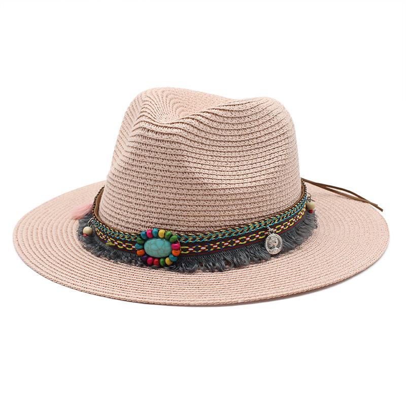 Western Cowboy Ethnic Style Straw Hat Men'S And Women'S Outdoor Seaside Beach Hat Sunscreen Sun Hat