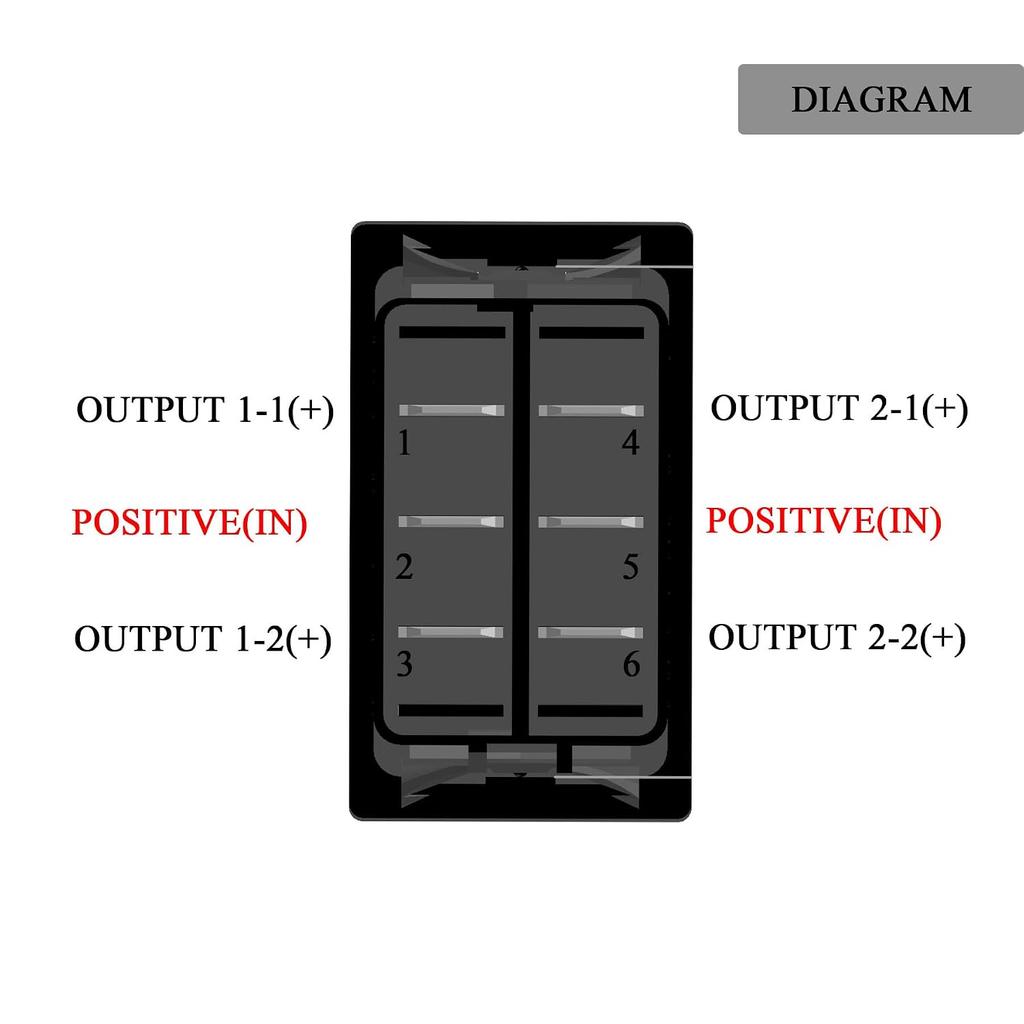 12V/24V DC Reverse Polarity Switch 6P (ON)-Off-(ON) 3 Way Momentary Rocker Switch Non-Light DPDT Marine Toggle Switch for Car Boat Pontoon Polaris