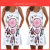 Vintage Boho Women Loose Summer Sleeveless 3d Floral Print Tank Mini Dress For Effortless Style