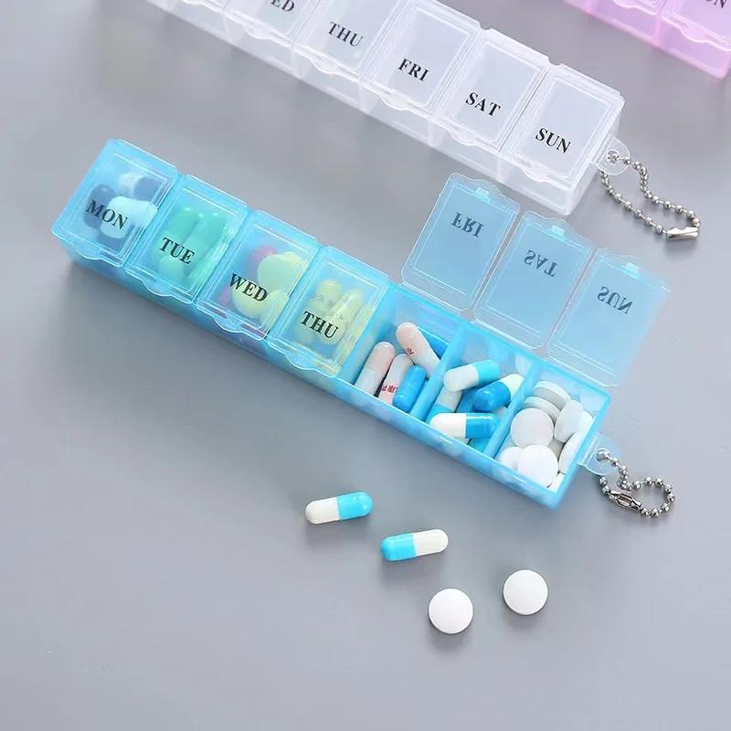 Mini Tragbare Transparente Medikamentenbox Wasserdicht Wochentags-Teiler Kleiner Pillen-Organizer Rechteckig