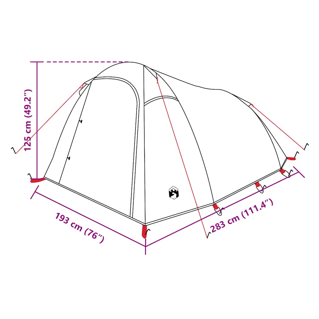 Tunnel Tent for 3 Persons Blue Waterproof
