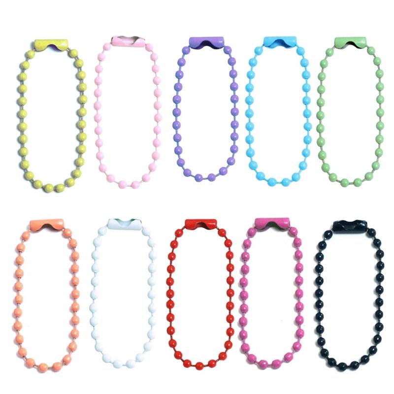 Pack of 100 Assorted Color Beaded Chains Stylish Keychain Accessory Colorful Small Ball Beads Chain with Connectors