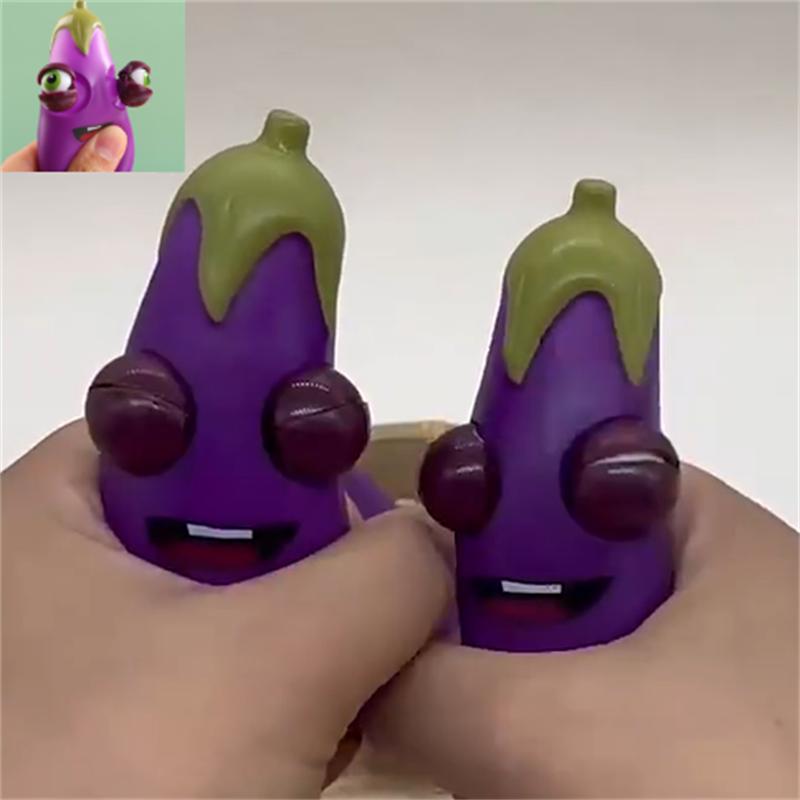 Relief Eggplant Stress Toy Extrusion Rebound Toy Portable Kids Gifts Birthday